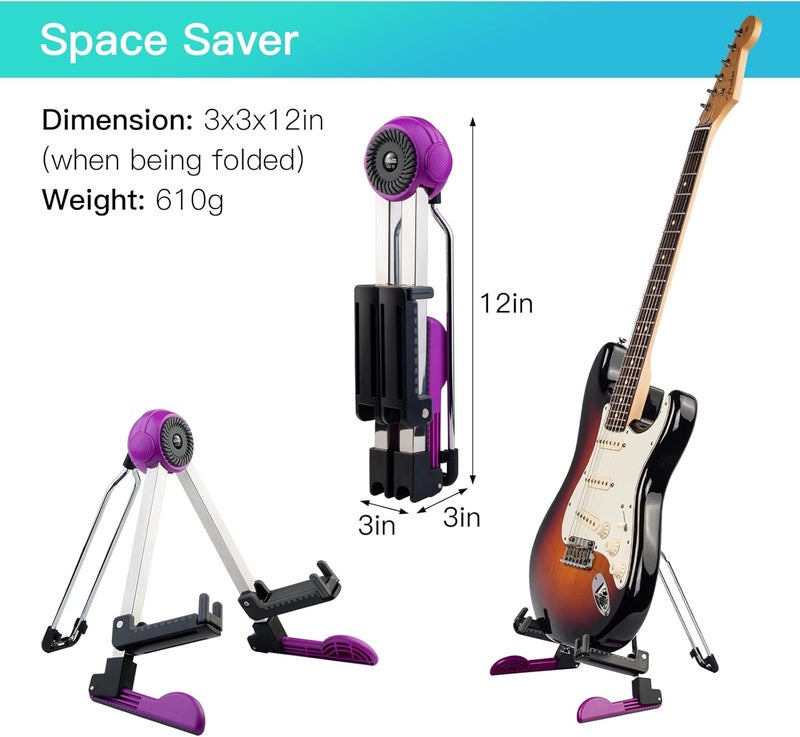 Guitto Guitar Stand - Electric and Acoustic, Floor Standing Holder for Guitars, Bass, Banjo, Cello - Portable, Foldable, and Small A-Frame Design GGS-03 - Image 4